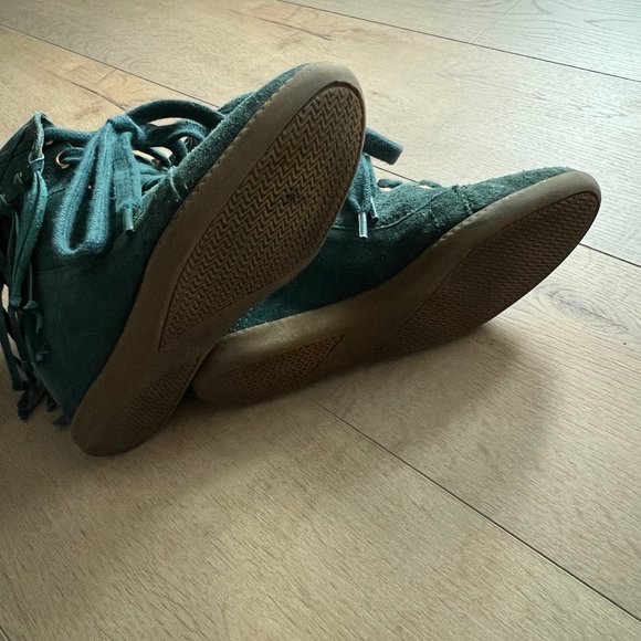 Anthropologie Madison Harding Moccasin Suede Fringe Wedge HIgh Top Sneakers - Picture 5 of 5